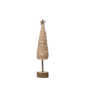 Wrapped Wool Cone Tree with Glitter and Star pink