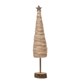 Wrapped Wool Cone Tree with Glitter and Star pink