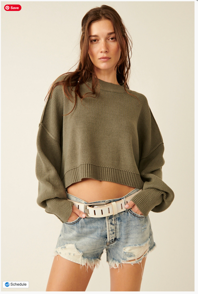 EASY STREET CROP PULLOVER / DRIED BASIL