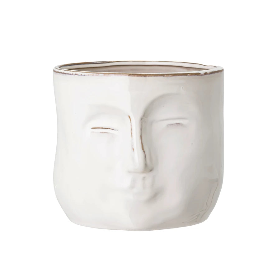 Stoneware Planter with Face Large