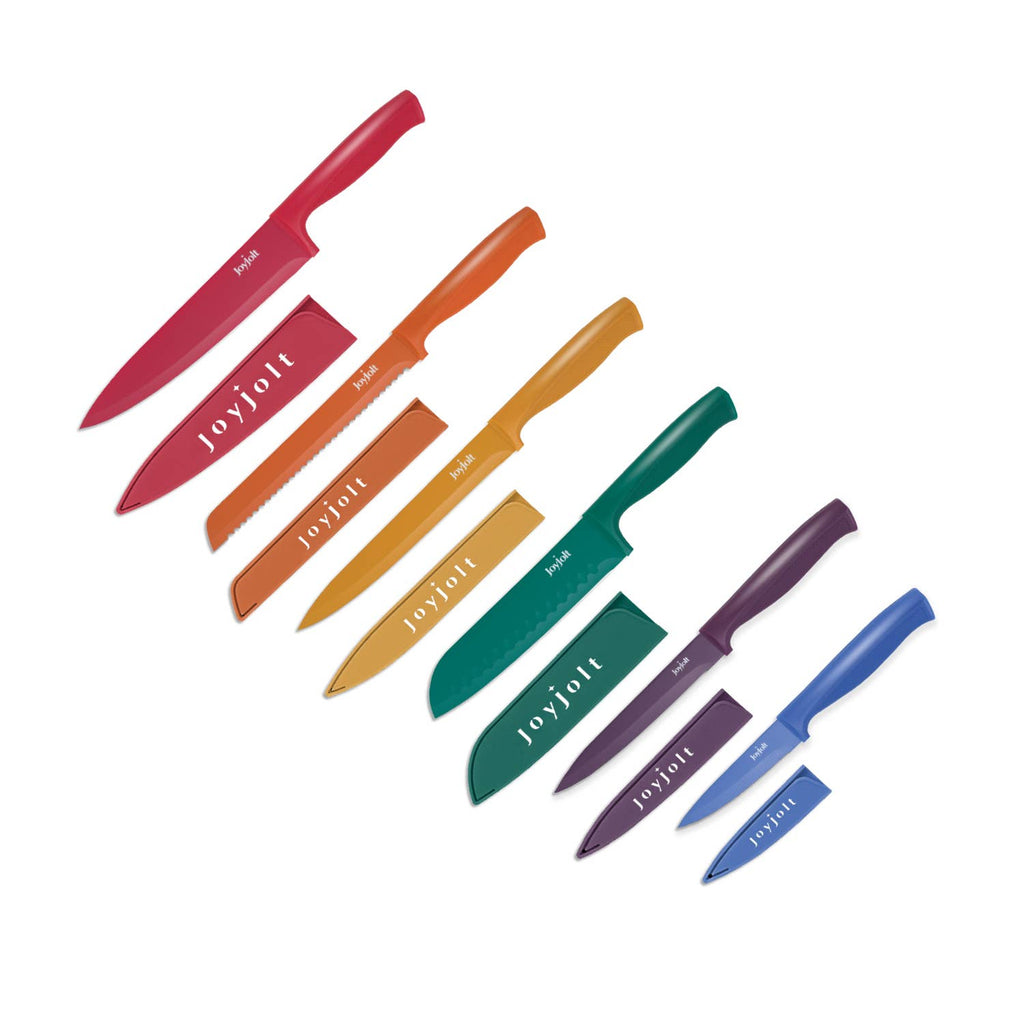 12 pc Rainbow Kitchen Knife Set - 6 Knives & 6 Blade Covers