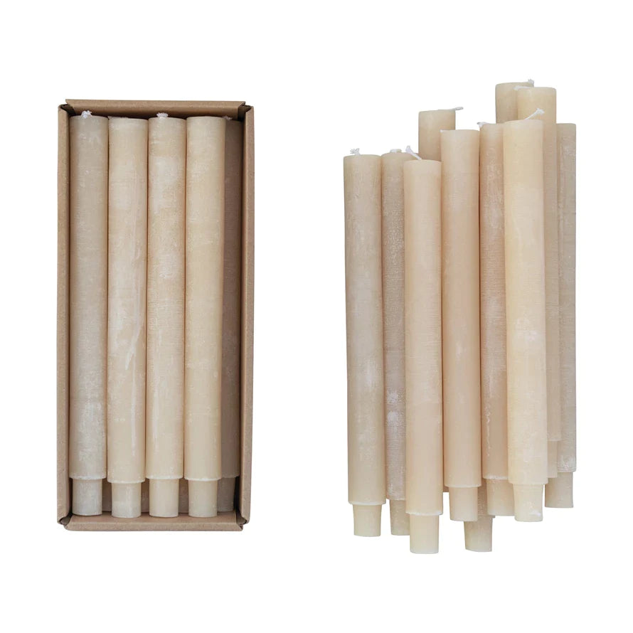 Green Unscented Taper Candles, Powder Finish, sold individually