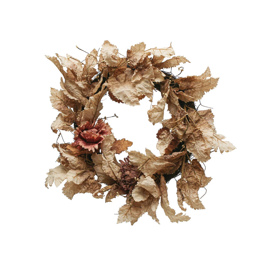 Round Faux Leaves Wreath