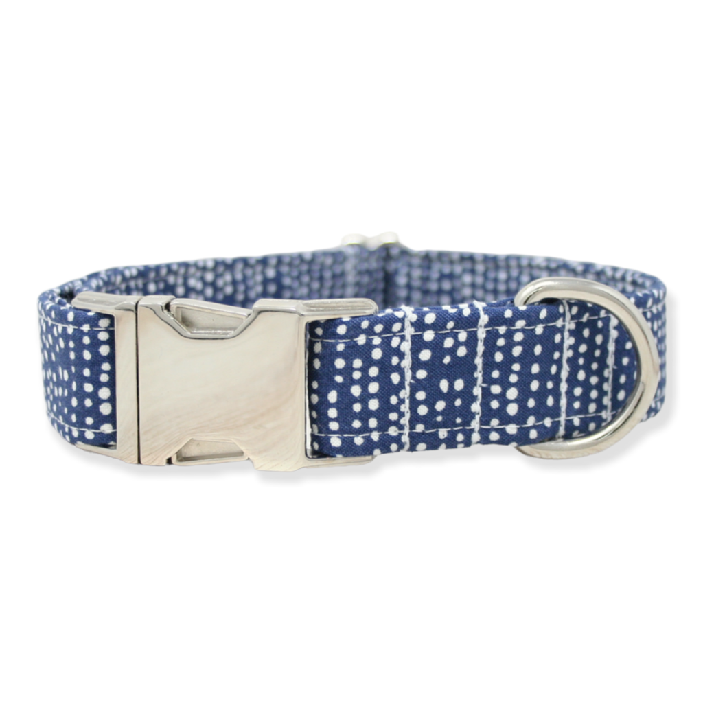 Blue Dog Collar | Boy Dog Collar | Navy Ditsy Dots | Oxford
