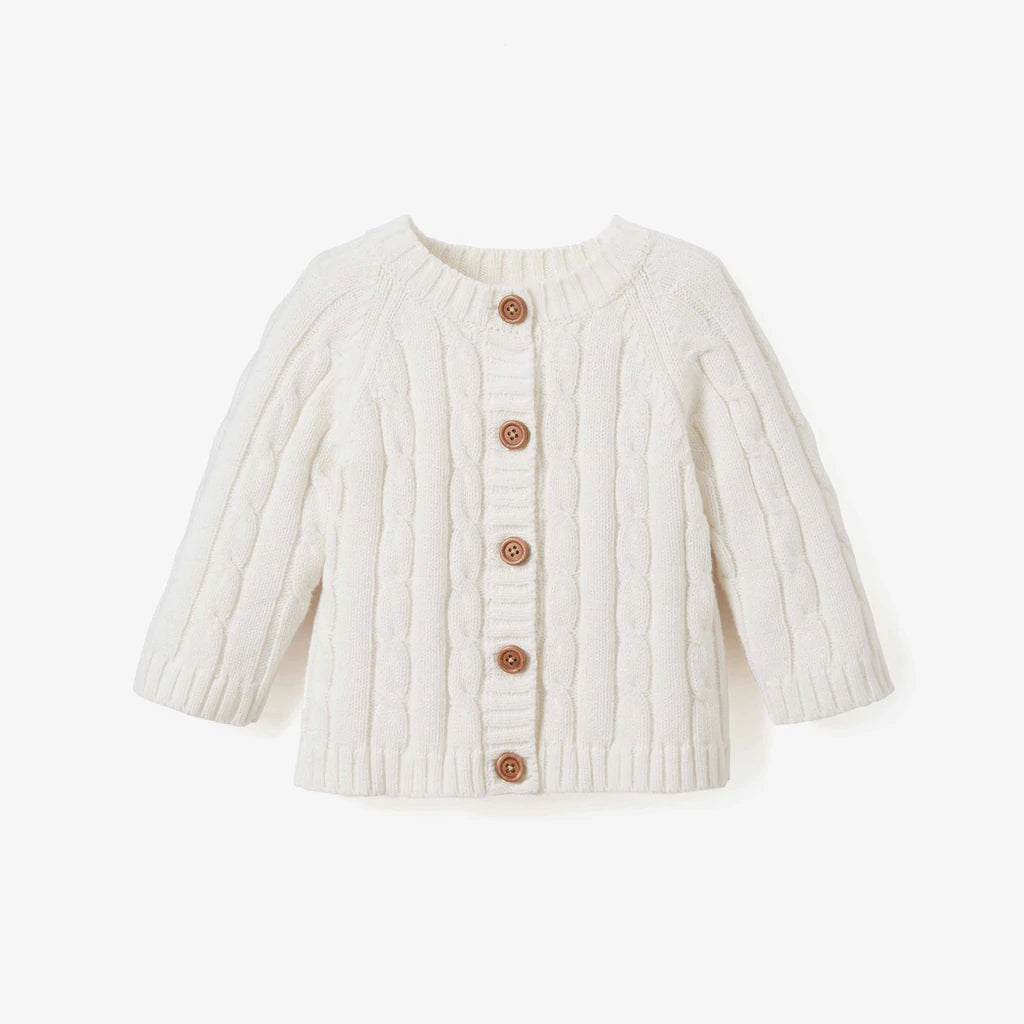 Cream Cotton Cable Knit Baby Sweater