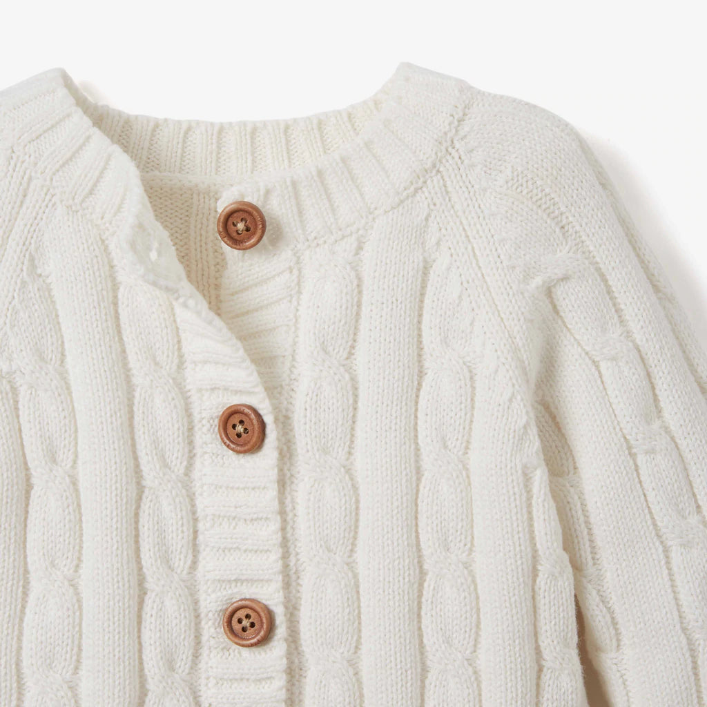 Cream Cotton Cable Knit Baby Sweater