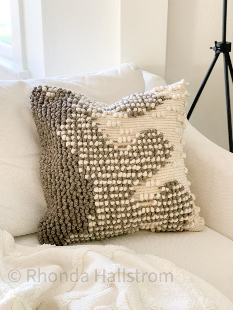 Wool Woven Grey Texture Pillow 20"
