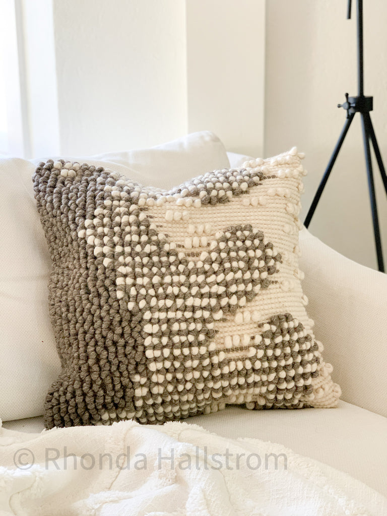 Wool Woven Grey Texture Pillow 20"