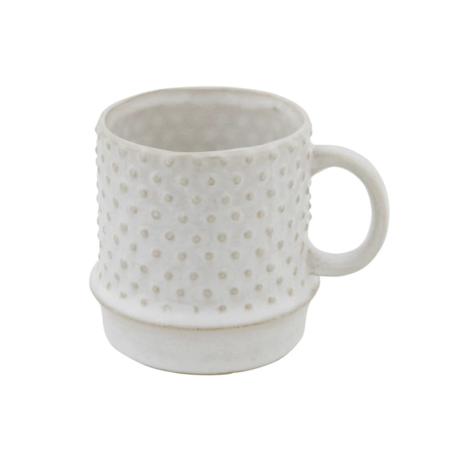 white hobnail mug
