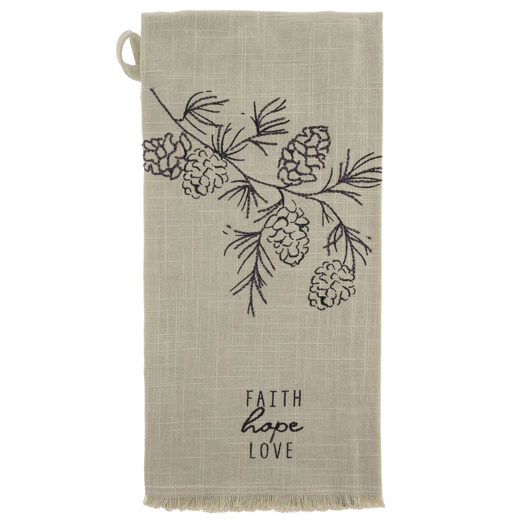 Embroidered Cotton Tea Towels Pinecone