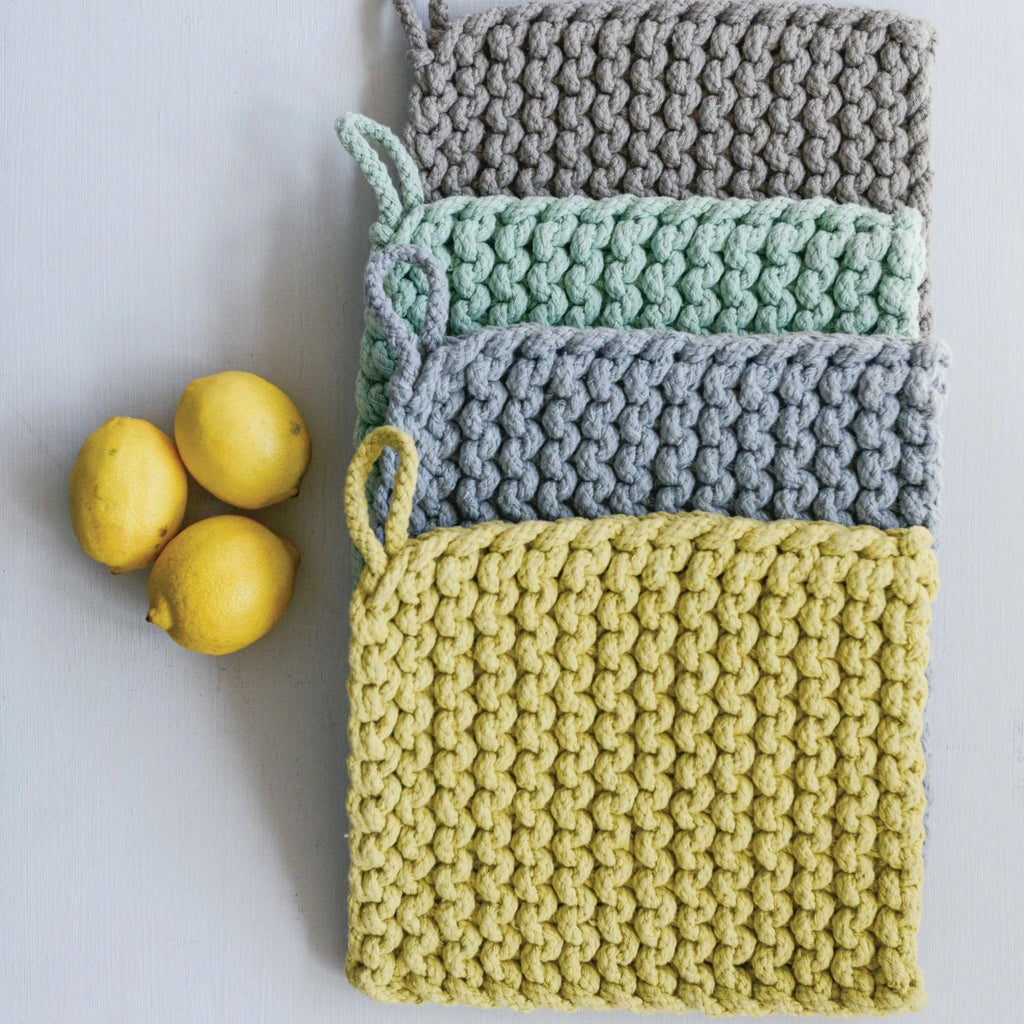 Cotton Crocheted Pot Holder, mulit colors