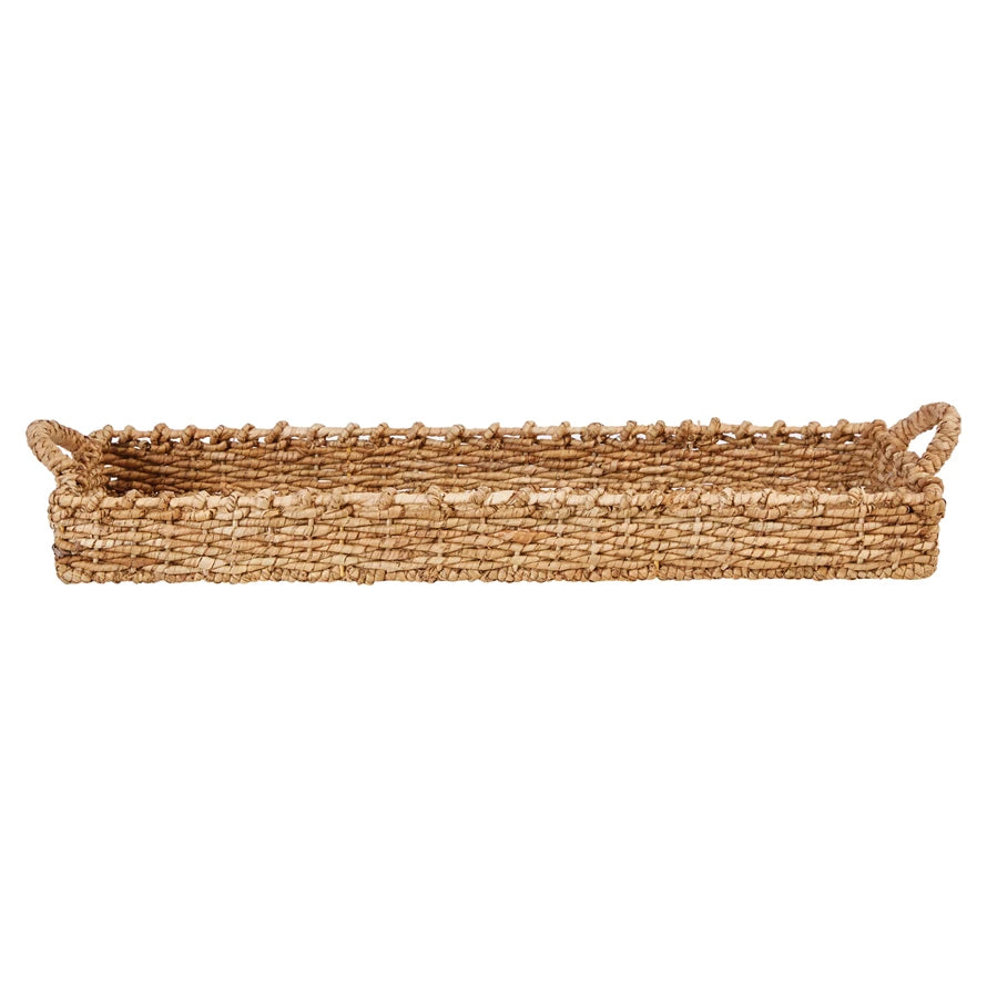 Long Woven Wicker basket with handles
