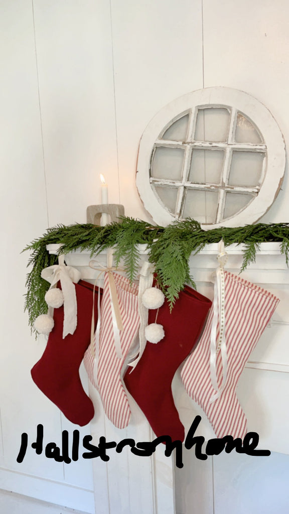 Red Wool Christmas Stocking/ Farmhouse Style