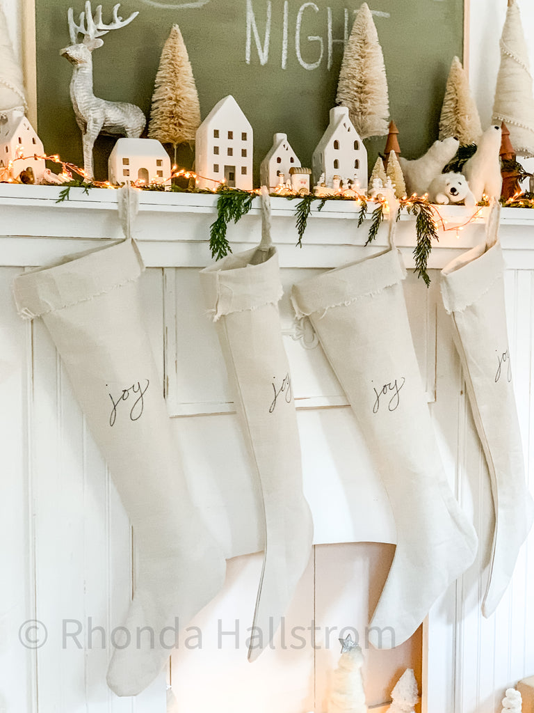 Long Linen Christmas Stocking/ French Nordic