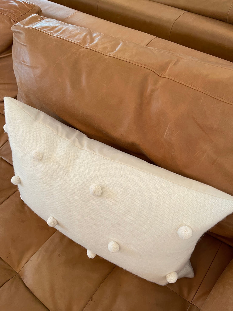 Cream Wool Pom Pom Pillow