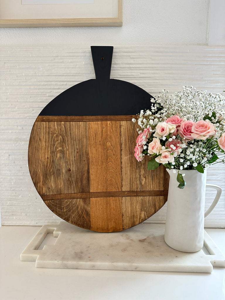 Black Round French Charcuterie Board/ Antique Cutting Board