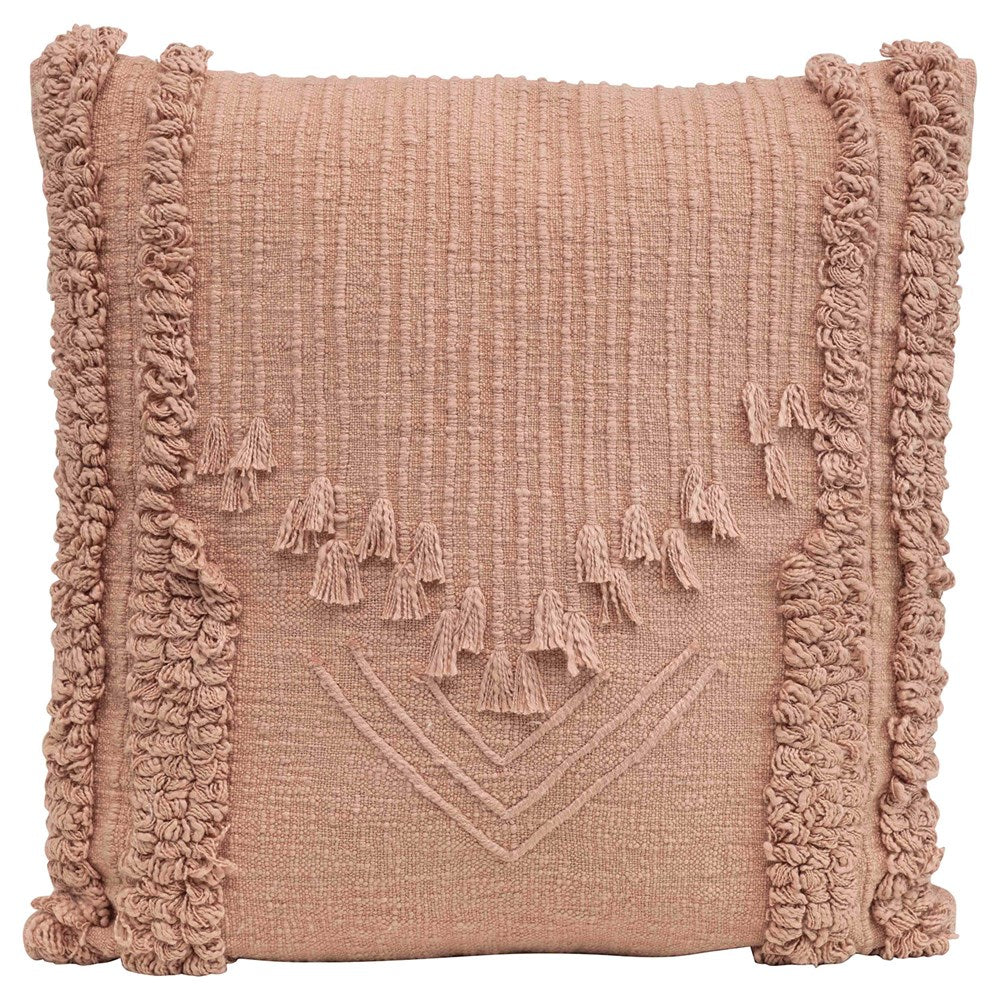 22" Embroidered Pillow with Fringe