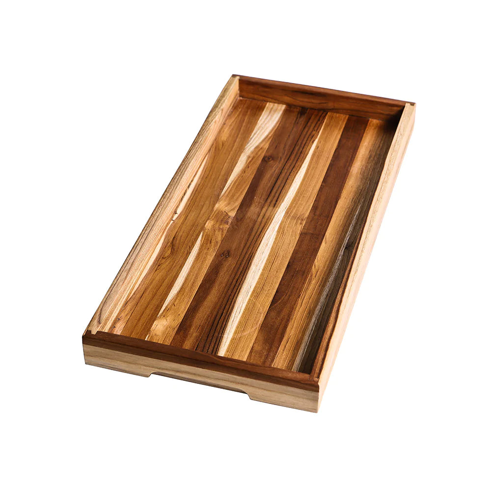 Teak wood serving tray with sides Hallstrom Home