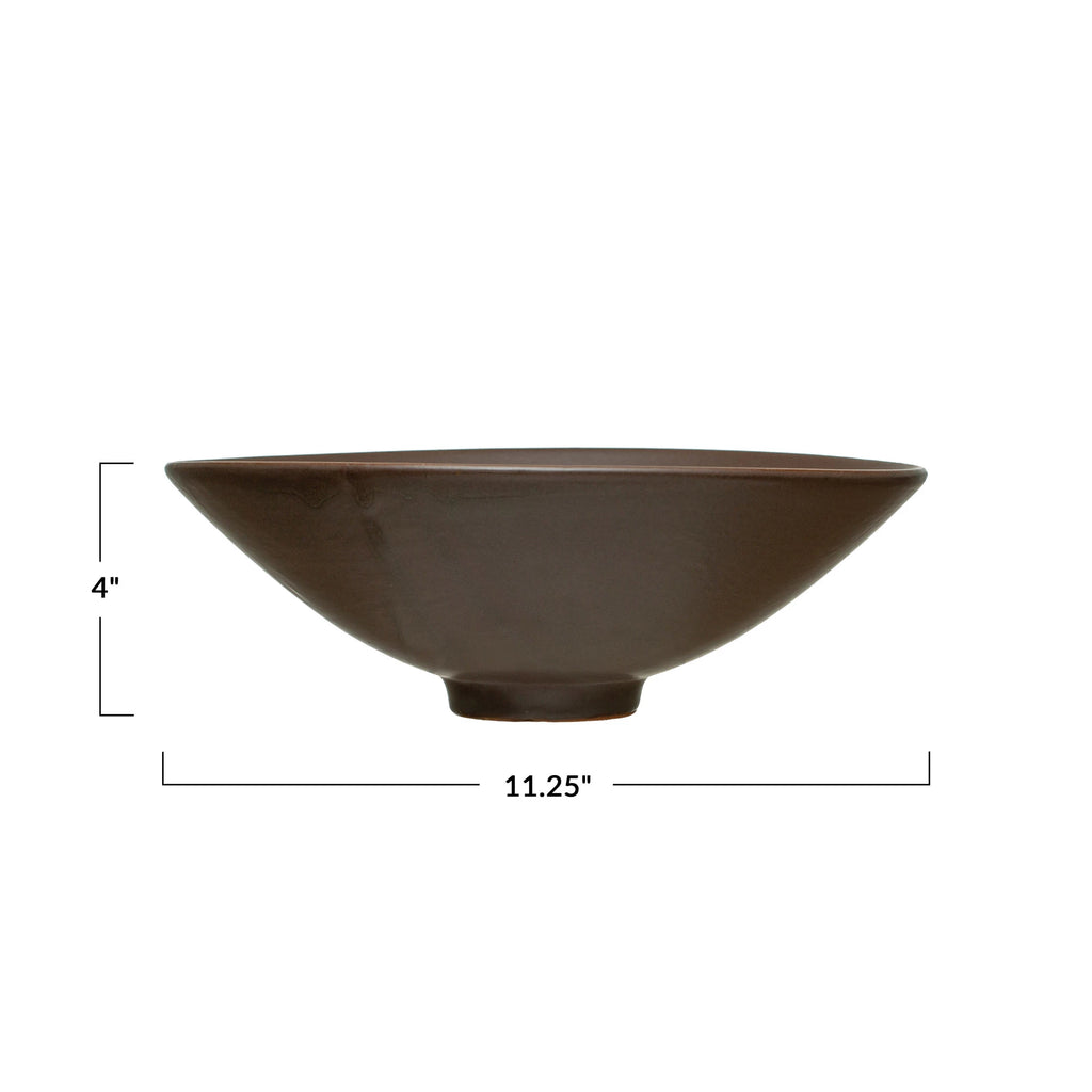 Decorative Terracotta Bowl with Reactive Glaze