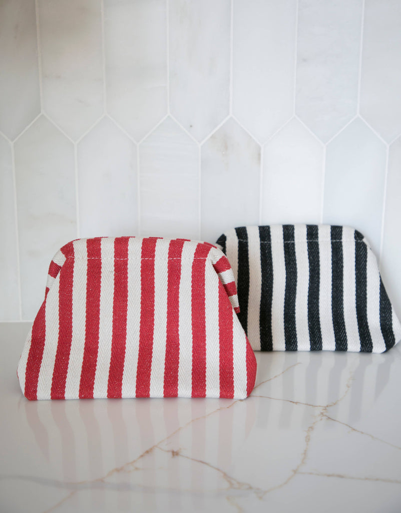 Cute Striped Makeup Pouch Red