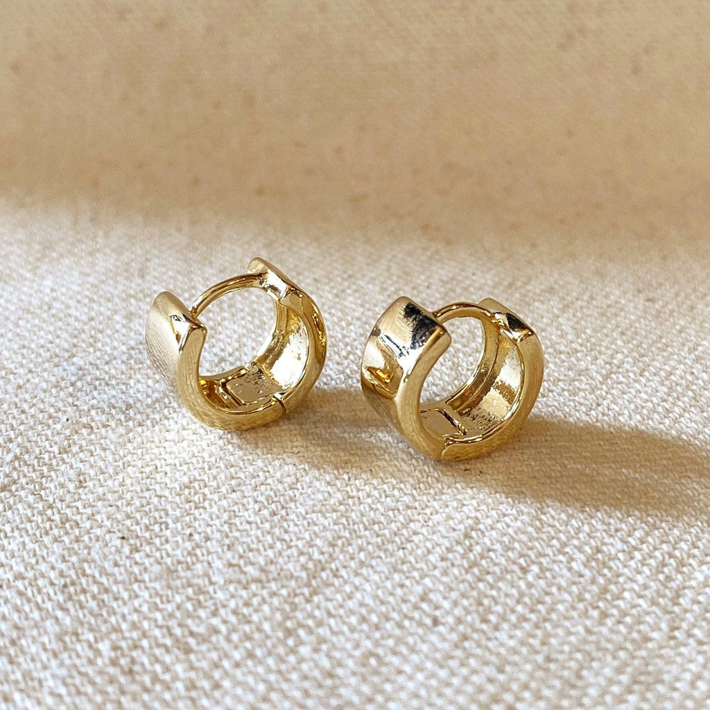 18 kg Gold Chunky Flat Clicker Hoop Earrings