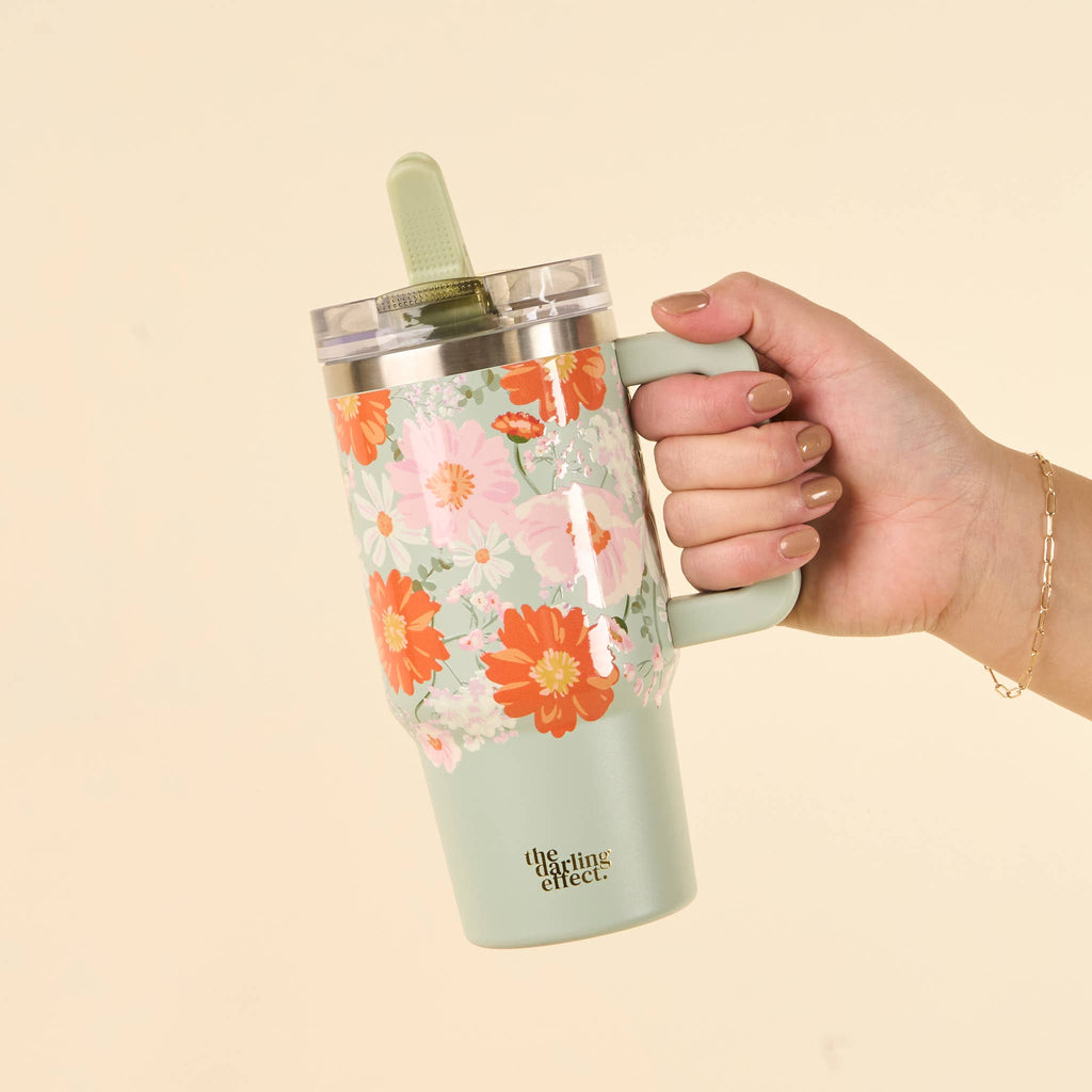 20 oz Lifestyle Flip Straw Tumbler-Bouquet Beauty Sage