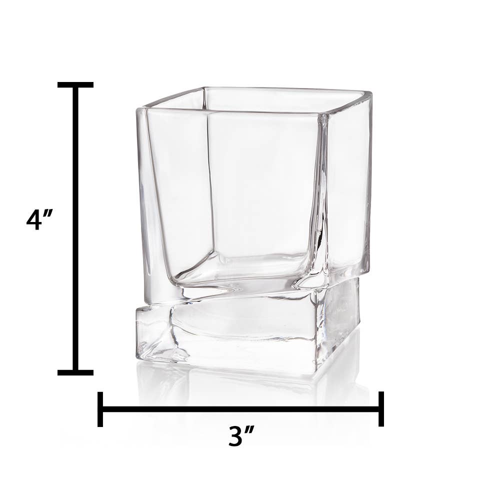 Carre Square Heavy Base Whiskey Glasses, Drinking Tumblers