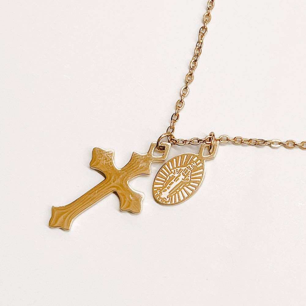 Creator Cross Gold Charm Necklace