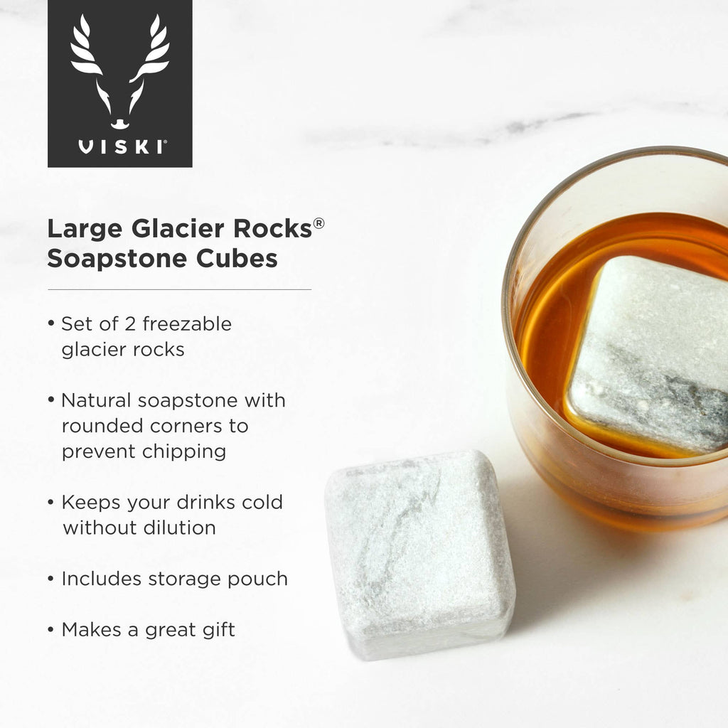 Glacier Rocks® Large Soapstone Whiskey Cubes - Set of 2