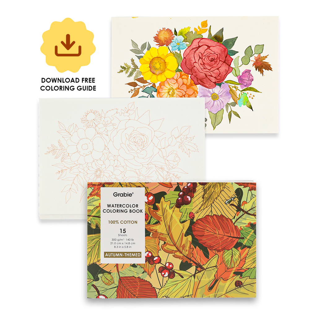 15 Sheets 140LB Autumn-Themed Watercolor Coloring Book