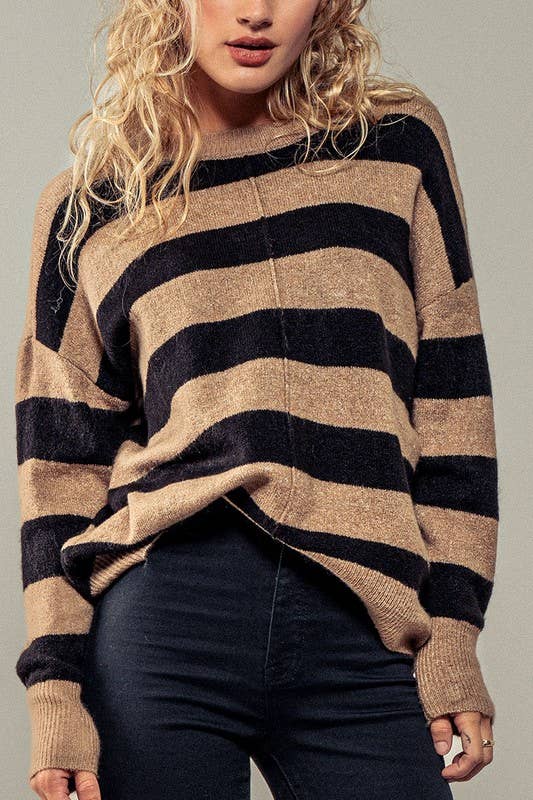 Striped Away Woven Knit Top