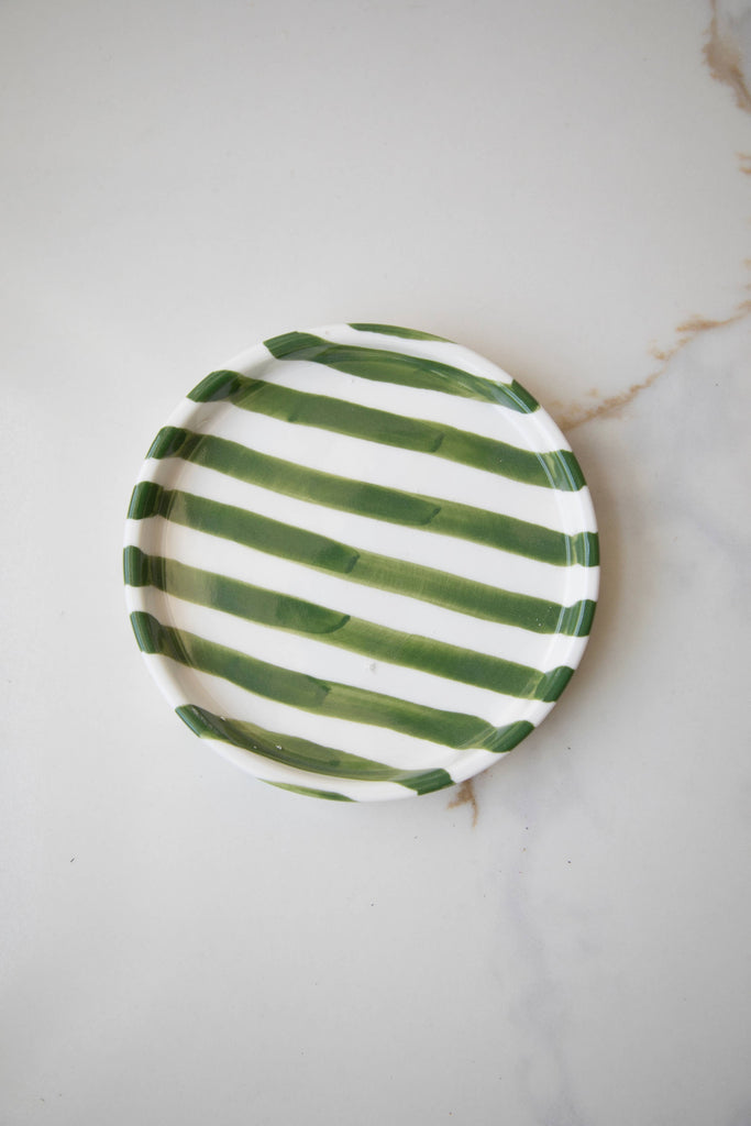 green Striped Plates