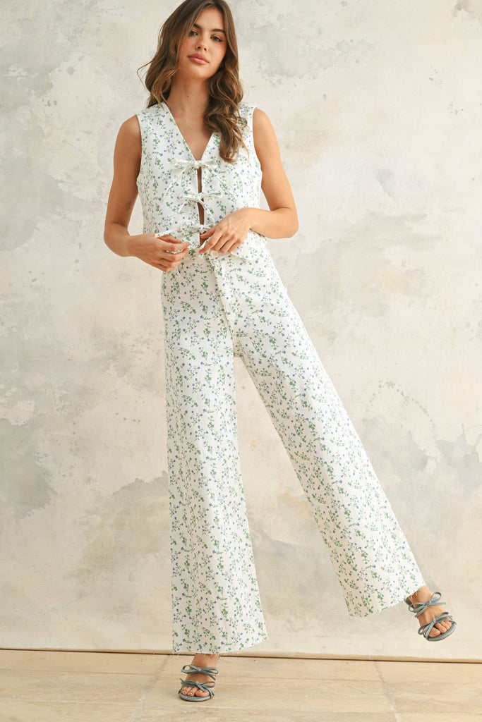 FLORAL PRINT STRETCHED PANTS