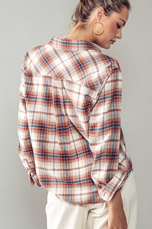 PLAID FLANNEL BUTTON DOWN SHIRT Terra