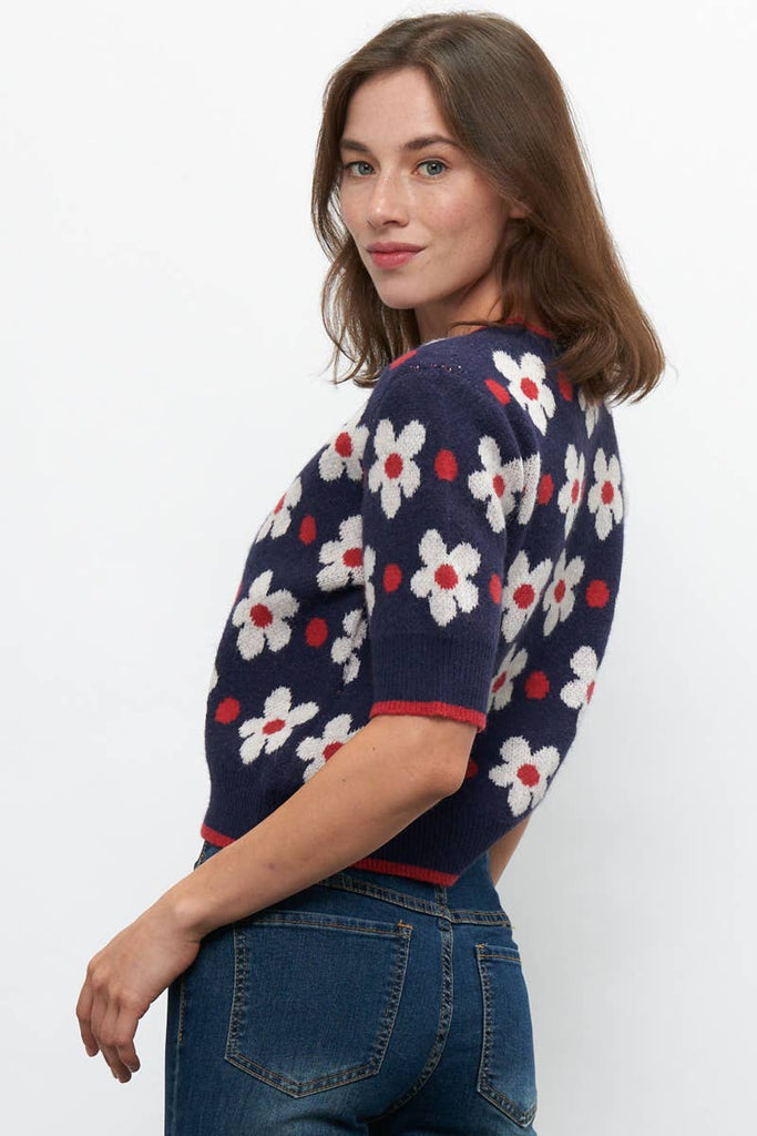 Floral Knit Cropped Sweater
