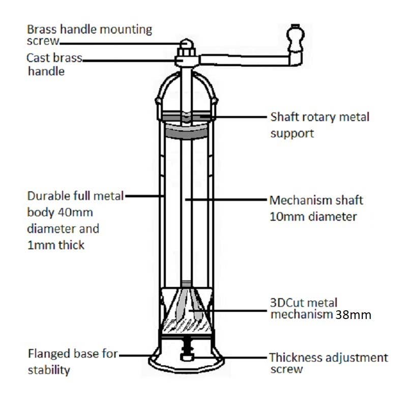 'Large Brass mill' - 10" pepper grinder