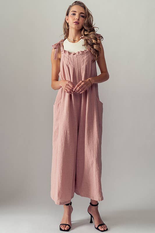 TIE STRAPS WIDE LEG JUMPSUIT