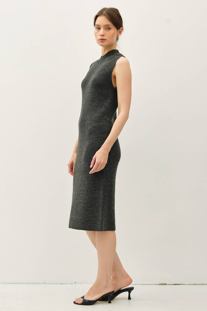 SLEEVELESS MOCK NECK SWEATER DRESS