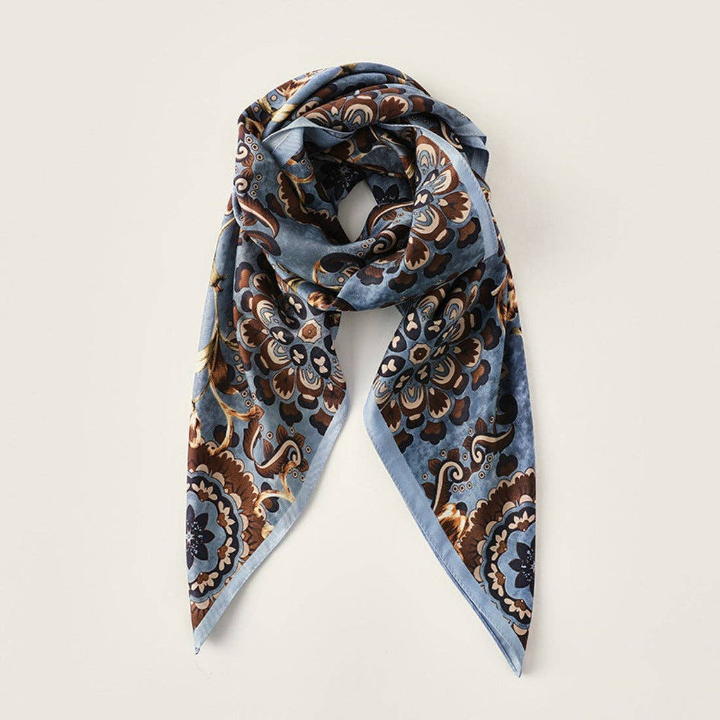 Scarvii - Floral Print Square Scarf