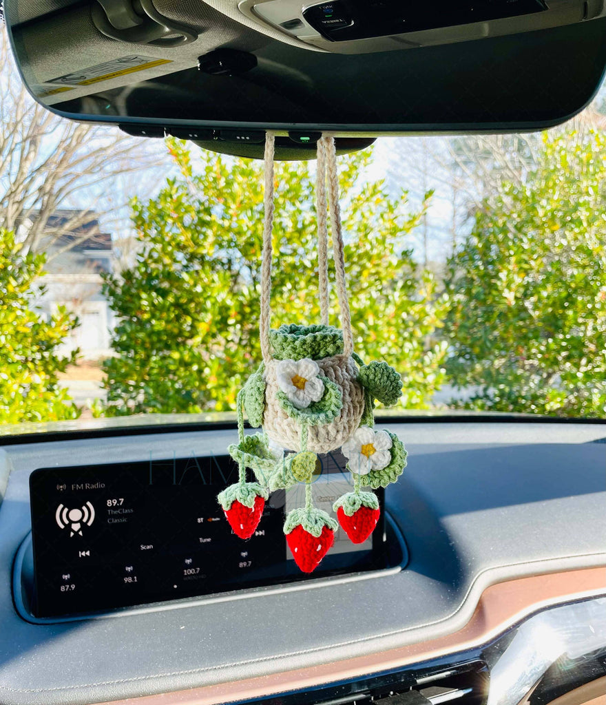 Crochet Succulent Hanging, Crochet Plant Car Accessories