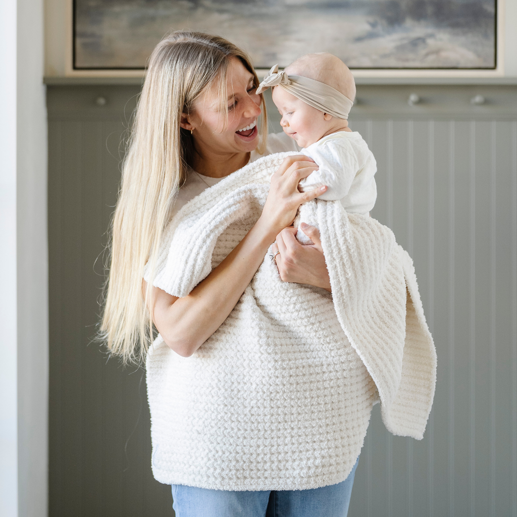 WAFFLE KNIT RECEIVING BLANKETS