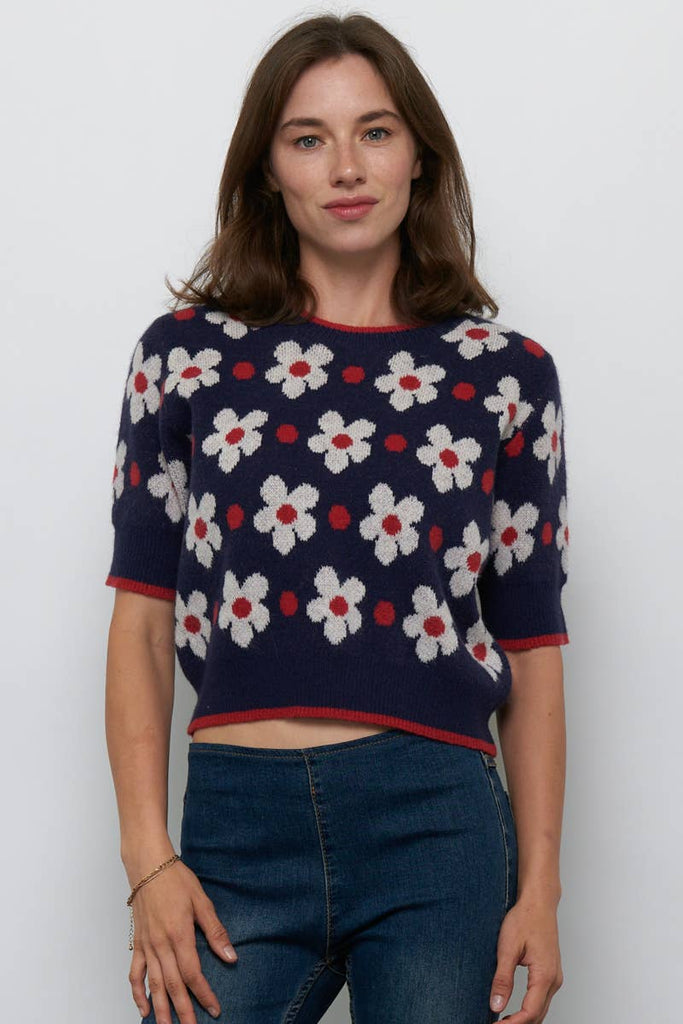 Floral Knit Cropped Sweater