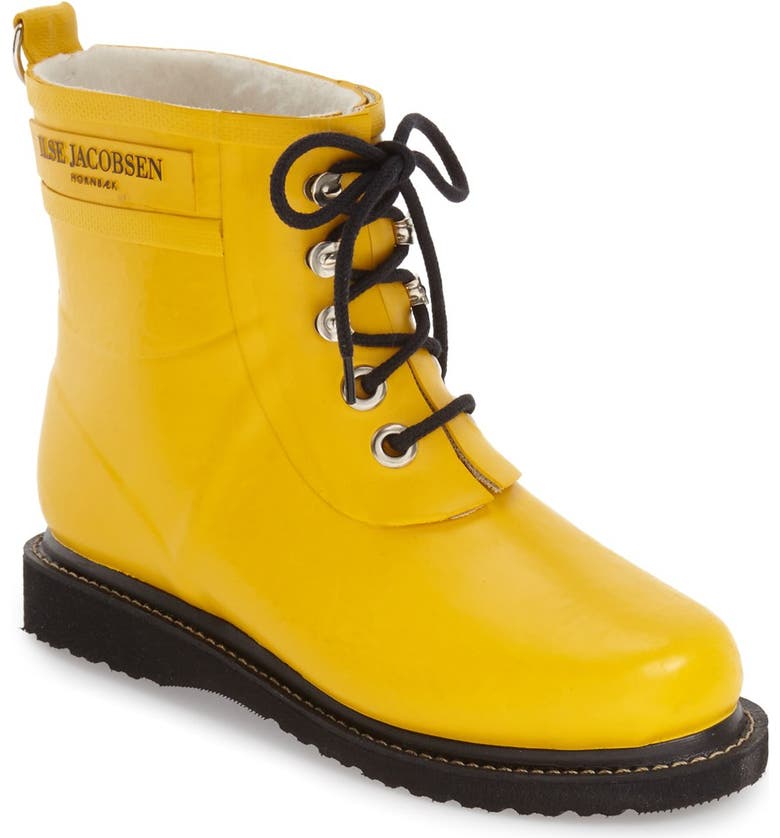 Ilse Jacobsen Laced Rain Boot, Short, yellow