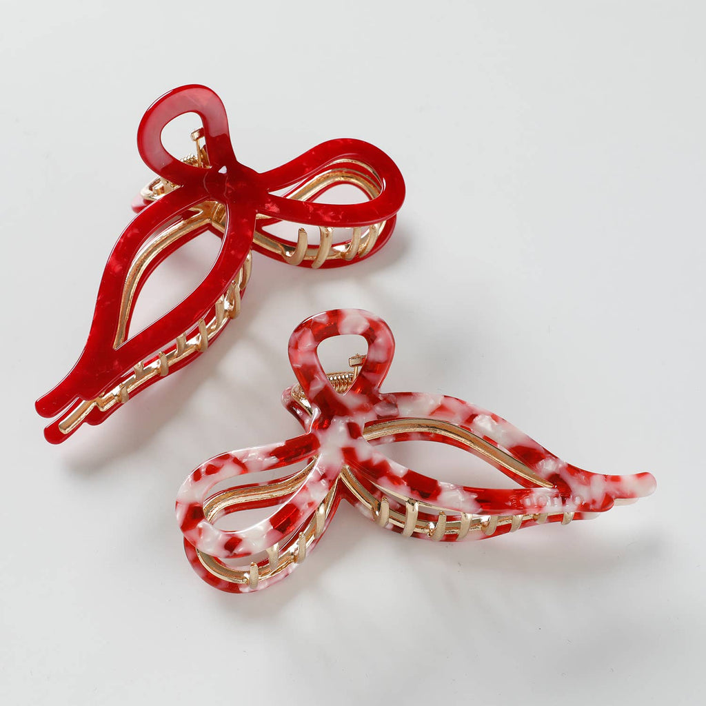 Sabrina VDay | Large Ribbon Metal Bow Claw Clip