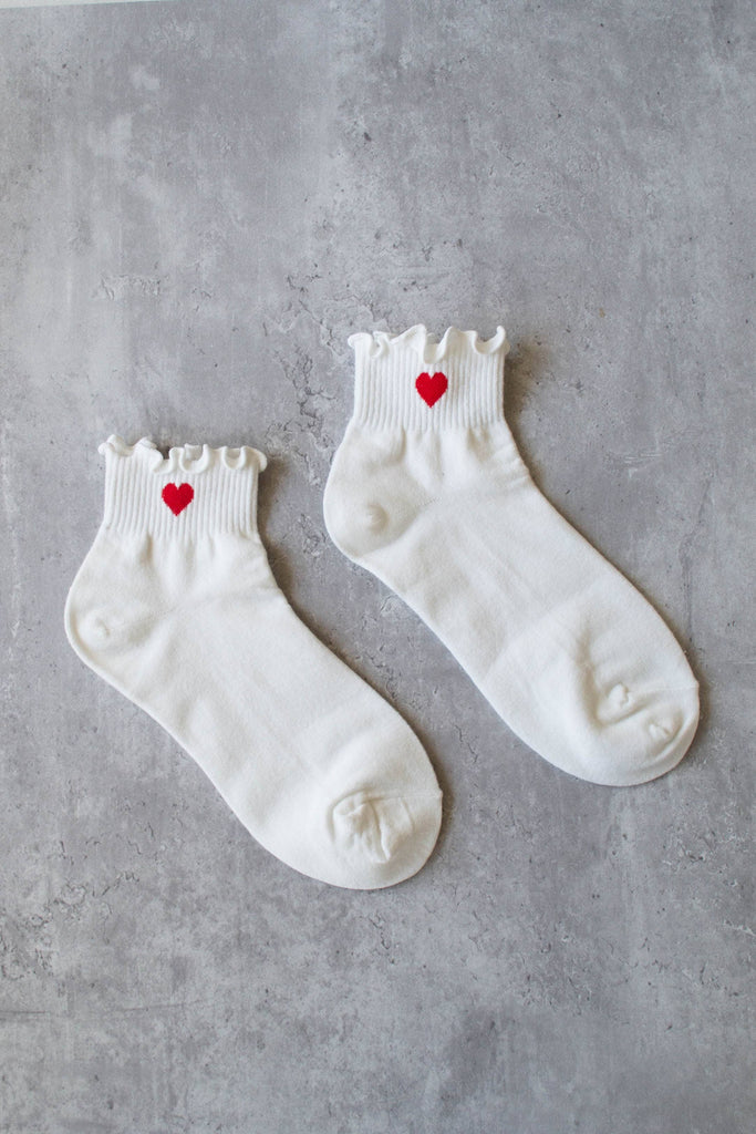 Ivory red Heart Socks