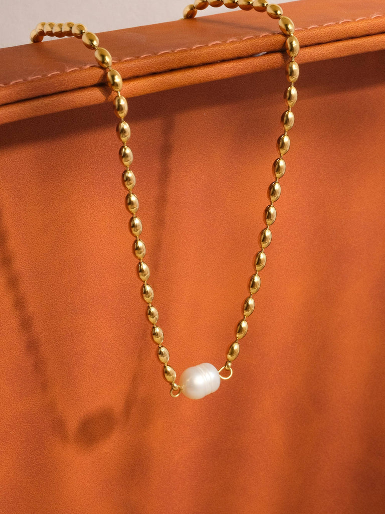 Vigne 18K Gold Non-Tarnish Pearl Ball Chain Necklace