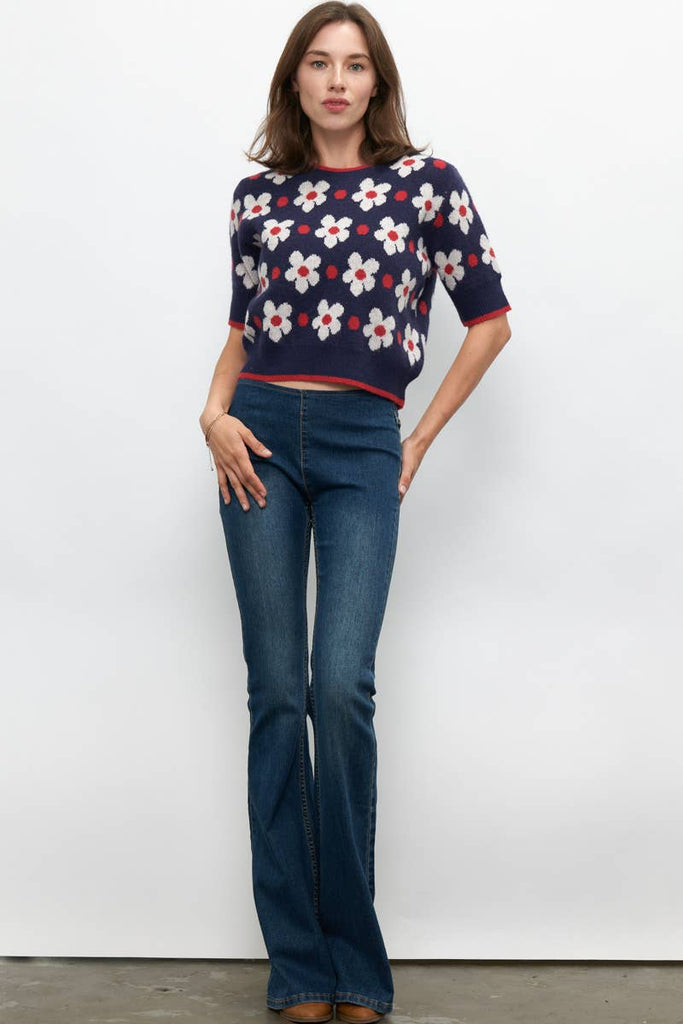 Floral Knit Cropped Sweater