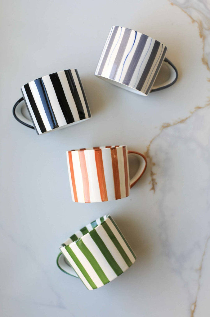 green Simple Striped Mugs