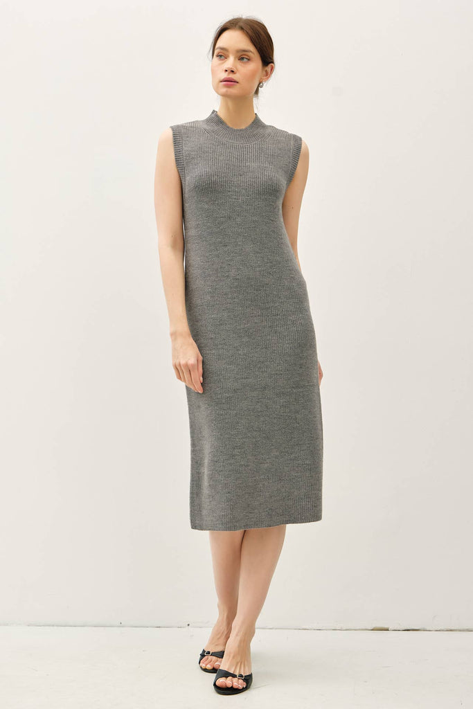 SLEEVELESS MOCK NECK SWEATER DRESS