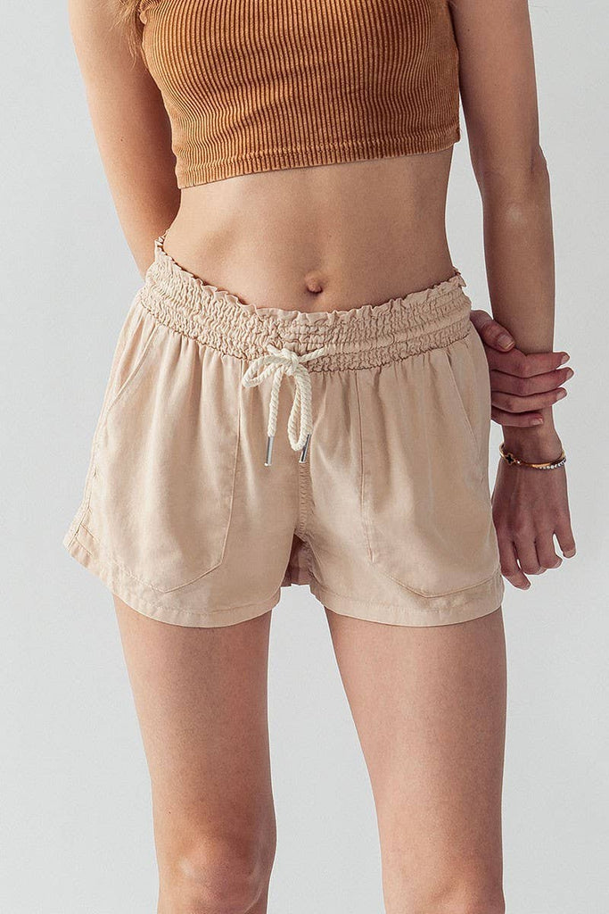 ROPE DRAWSTRING TENCEL SUMMER SHORTS